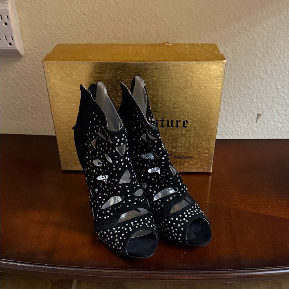Lady Couture Black Open Toe Bootie